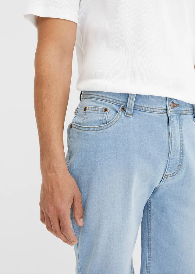 Bermudas vaqueras elásticas con corte normal (2 unidades) Denim claro + sarga blanca